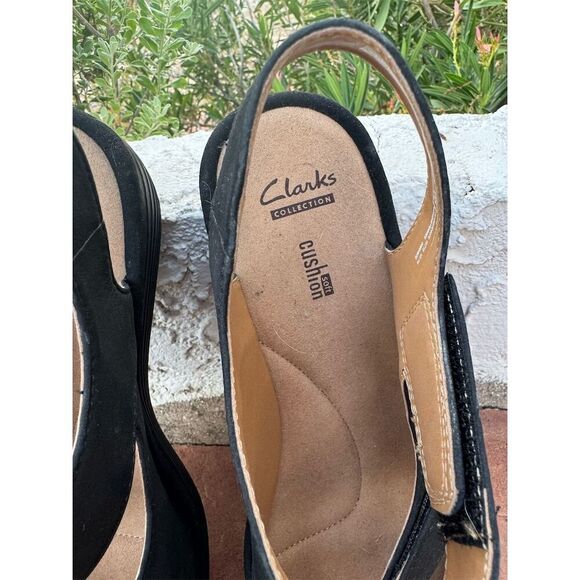 Clarks Women's Wedge Sandals Black Size 9.5 Adjustable Strap Casual - Picture 8 of 10